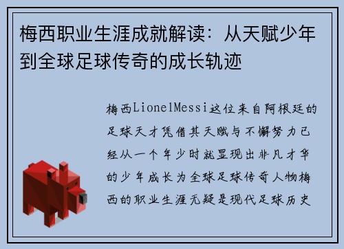 梅西职业生涯成就解读：从天赋少年到全球足球传奇的成长轨迹